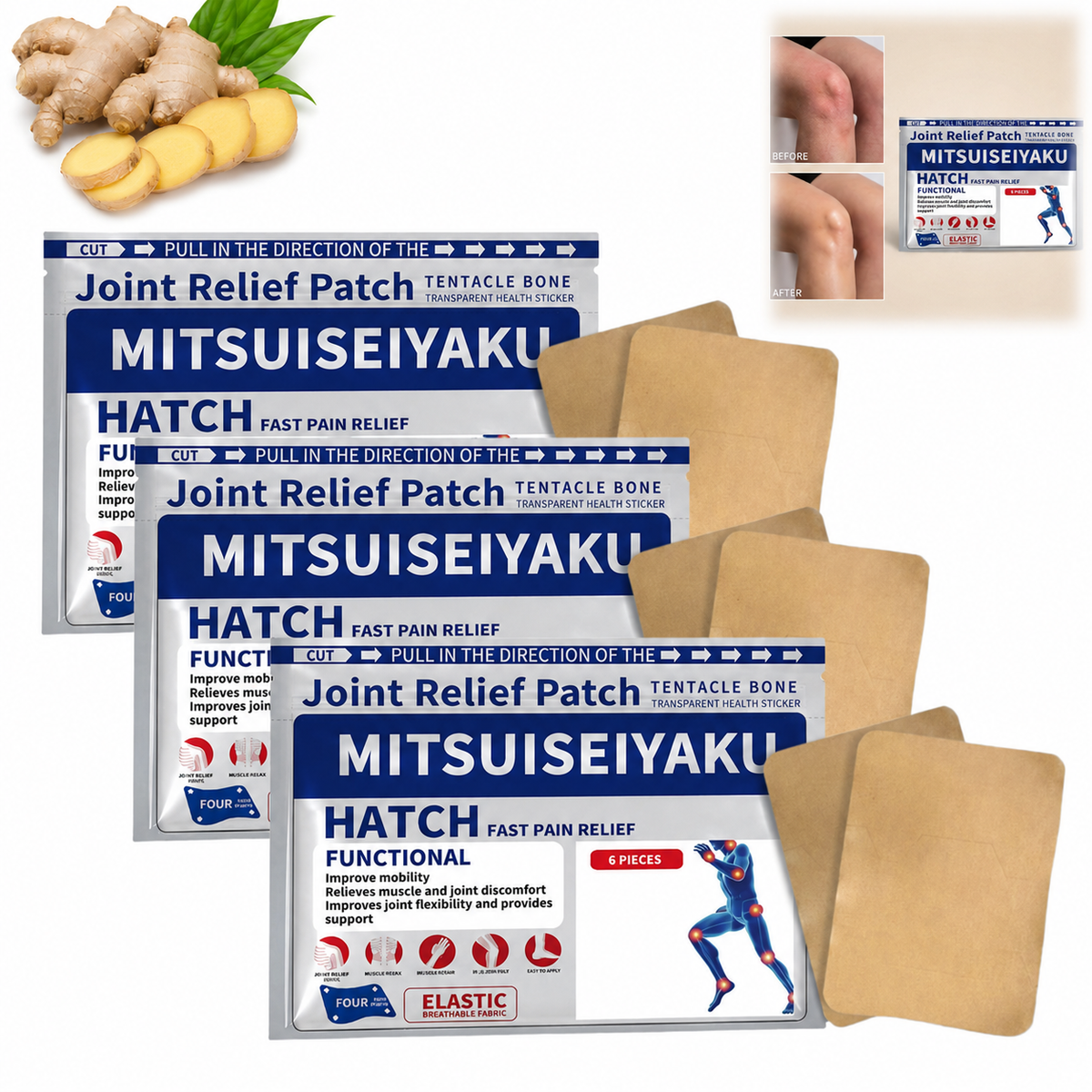patch japonais anti-douleurs mitsui seiyaku pour genoux, dos & articulations 🌿