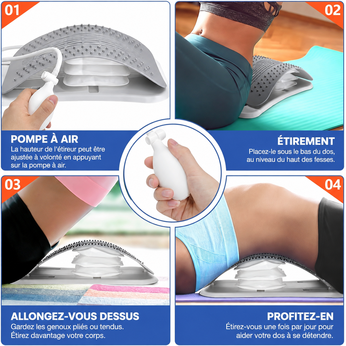 Étireur Lombaire Ergonomique à Pompe